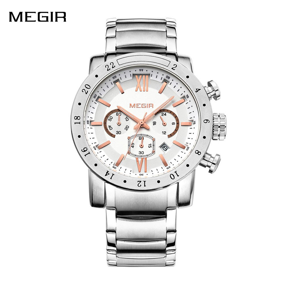 Smartwatch Watches Digital - MEGIR Stainless Steel Casual Watches for