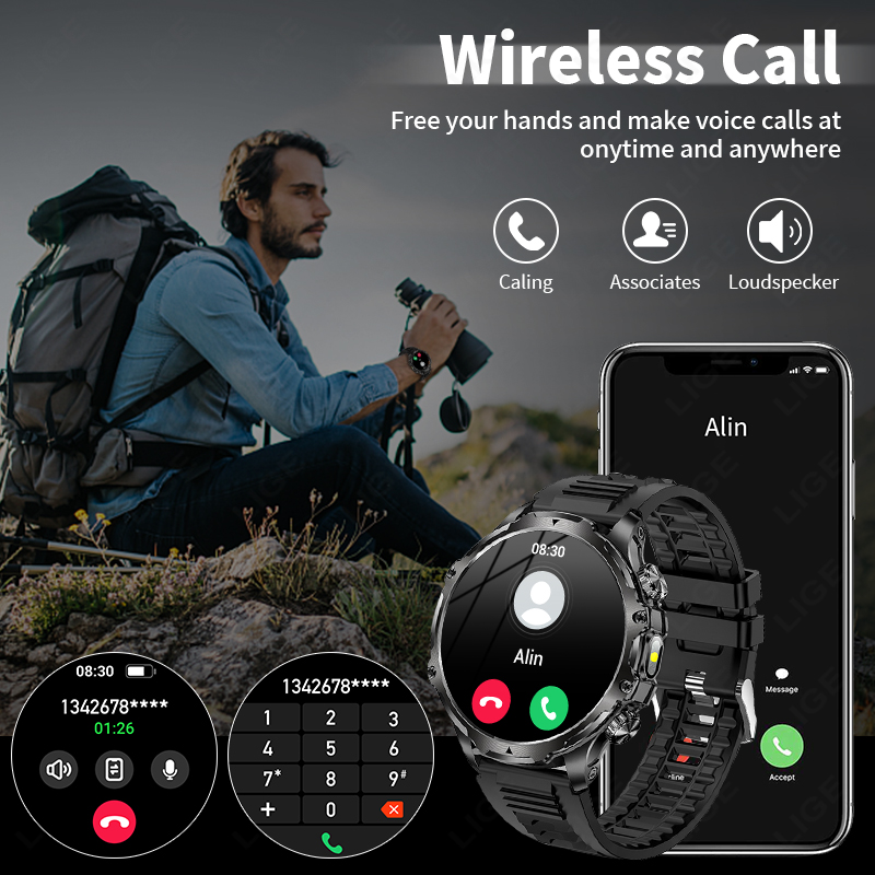 LIGE Smartwatch Military Men 1 - đánh giá và giá Timex Watches Smartwatch