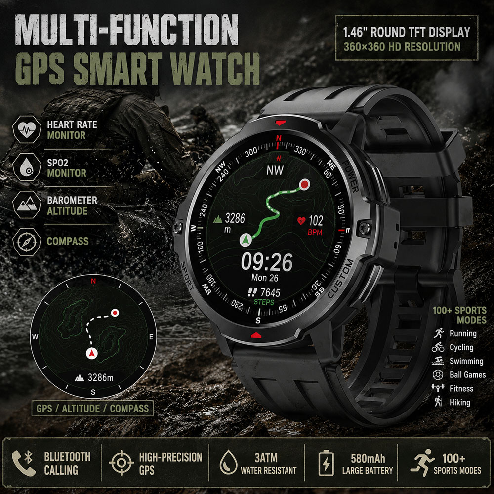 NEW 1.46 Inches Military GPS S - đánh giá và giá Timex Watches Smartwatch