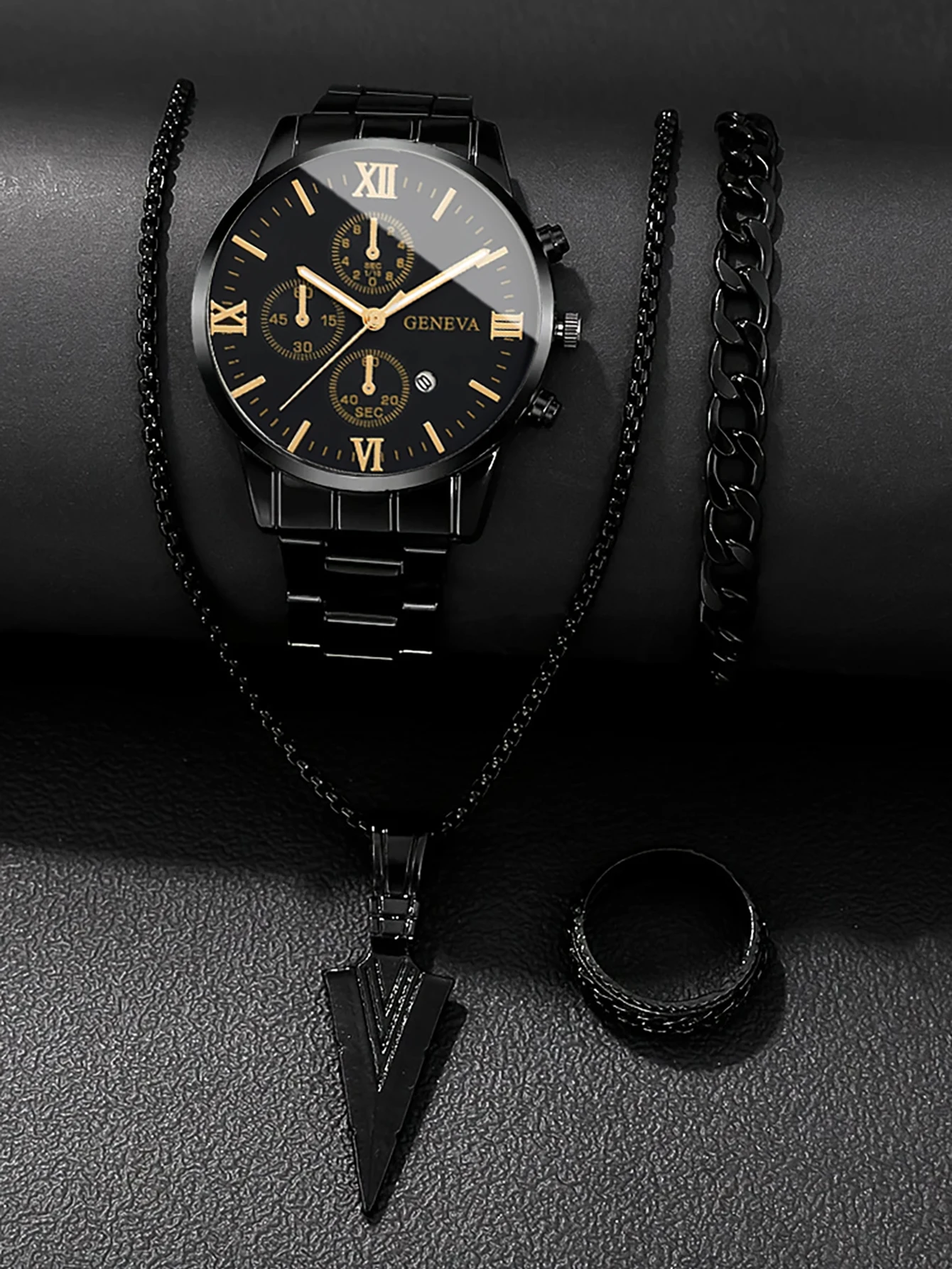 2. Fashion Men Gold‑Tone Busin - đánh giá và giá Smartwatch Ring Watches