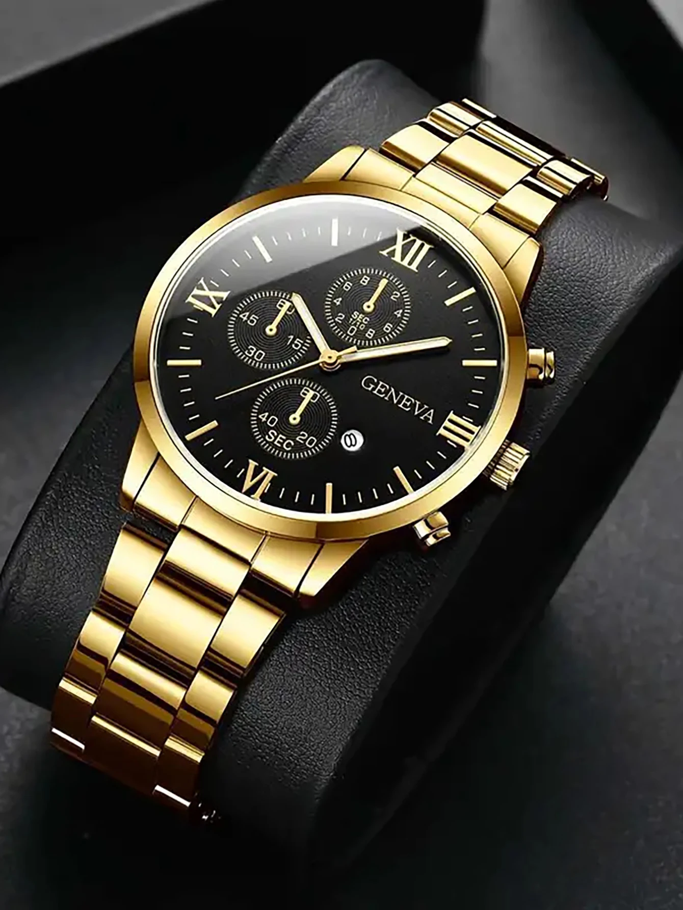 2. Fashion Men Gold‑Tone Busin - đánh giá và giá Smartwatch Ring Watches